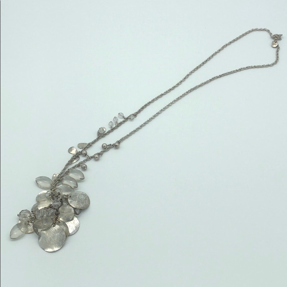Loft long sparkly silver statement necklace